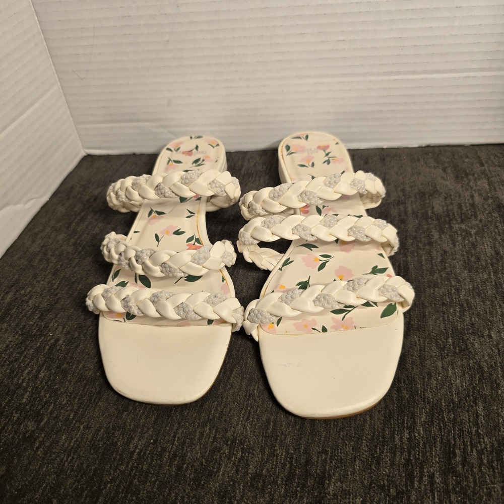Draper James RSVP Jolie Braided Strap Sandals Womens Size 8 White